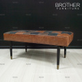 Modern fabric botton tufting brown bench upholstery velvet bed end stool